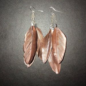 Brown Feather Earrings